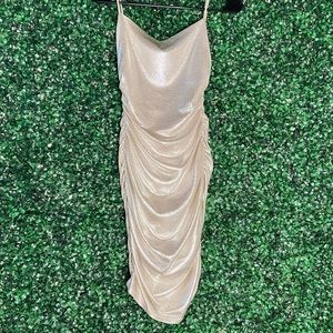 Gold dress with ruching on the back- size small.